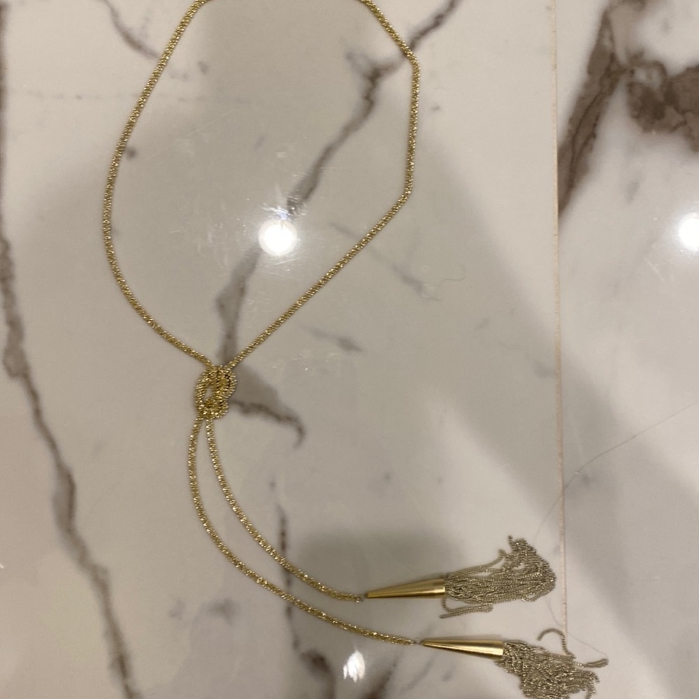 Kendra Scott gold statement necklace tassels
